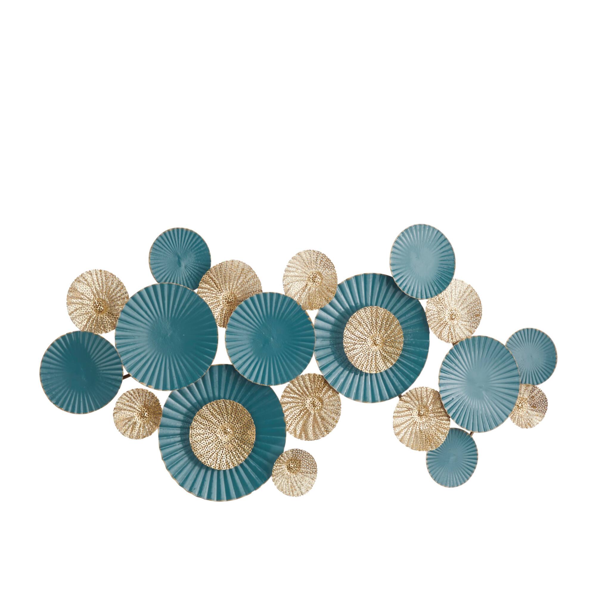Aquamarine Metal Coastal Wall Decor, 26" x 52" x 3"